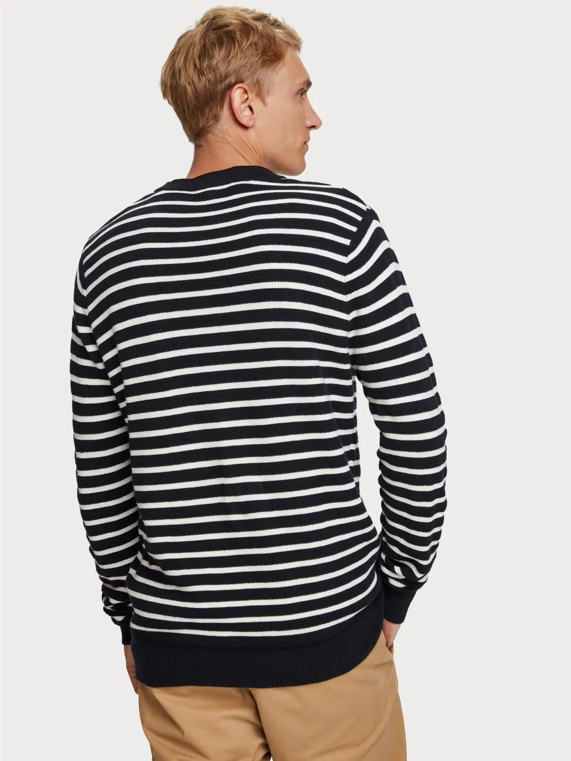 Structured Crew Neck Pullover (Striped)