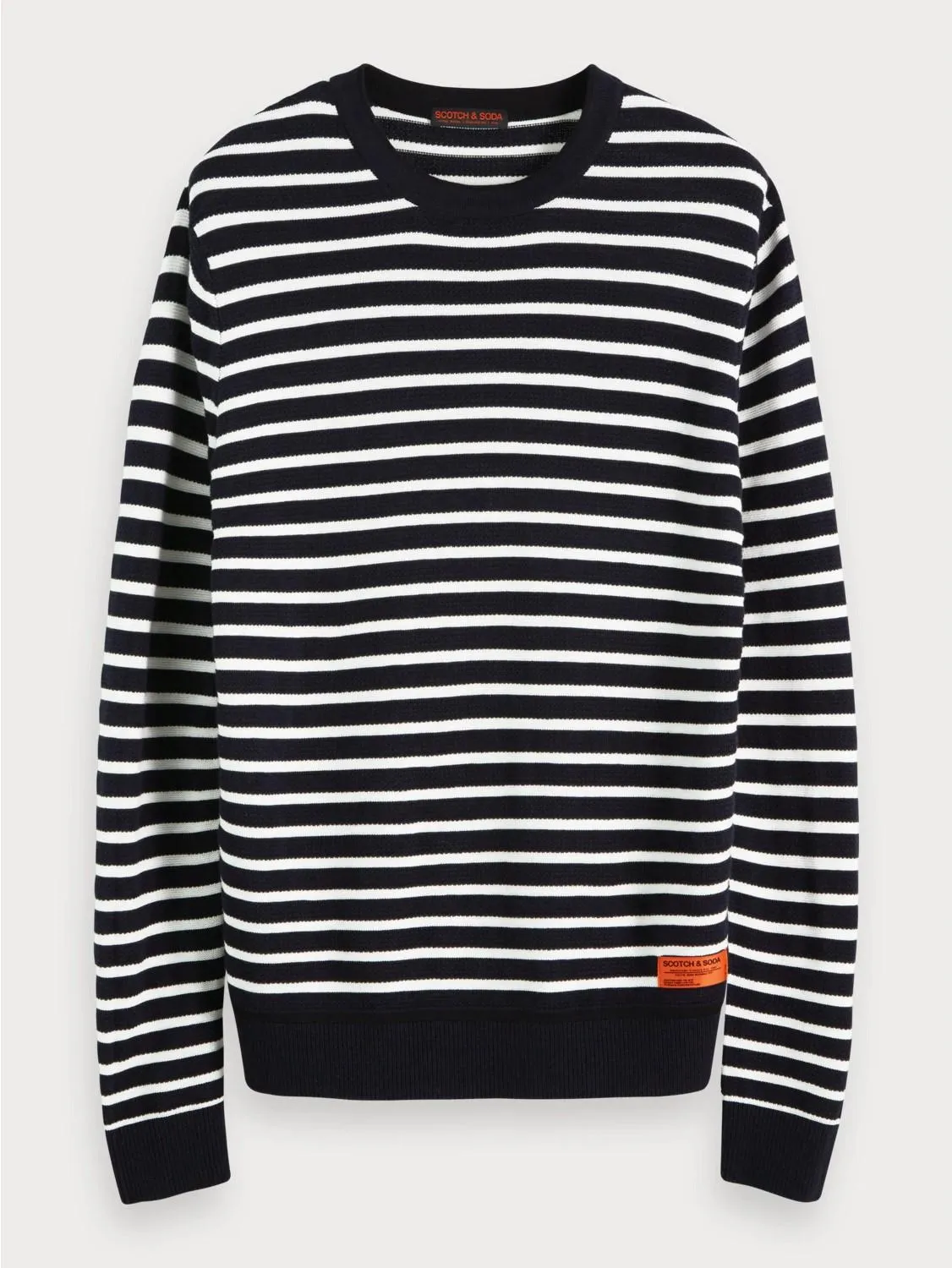 Structured Crew Neck Pullover (Striped)
