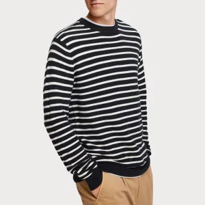 Structured Crew Neck Pullover (Striped)