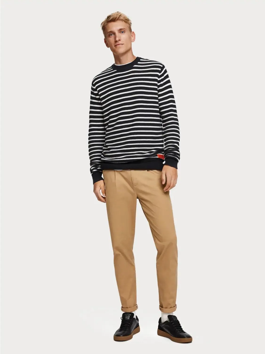 Structured Crew Neck Pullover (Striped)