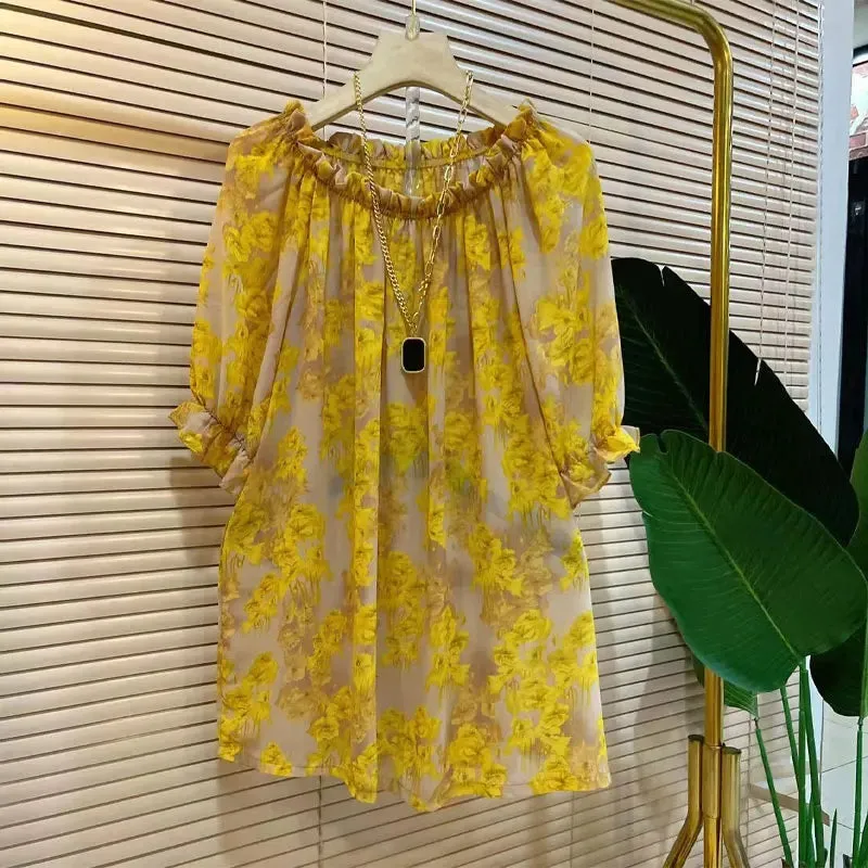 Summer Blouses Loose Casual Short Sleeve Blouse