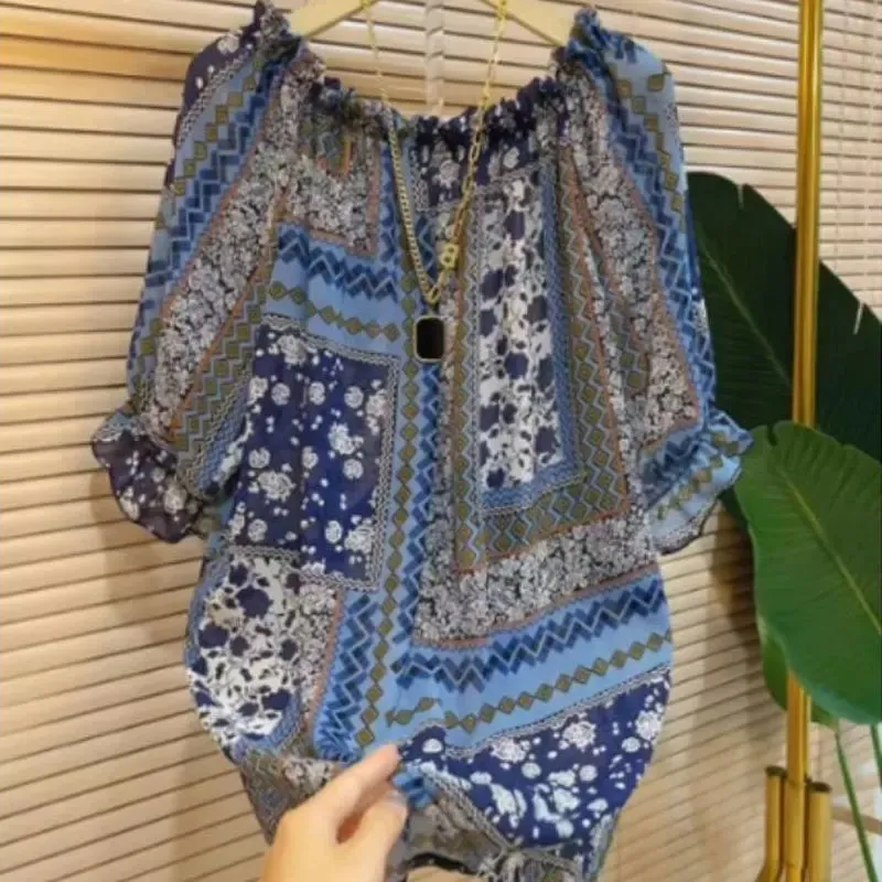 Summer Blouses Loose Casual Short Sleeve Blouse