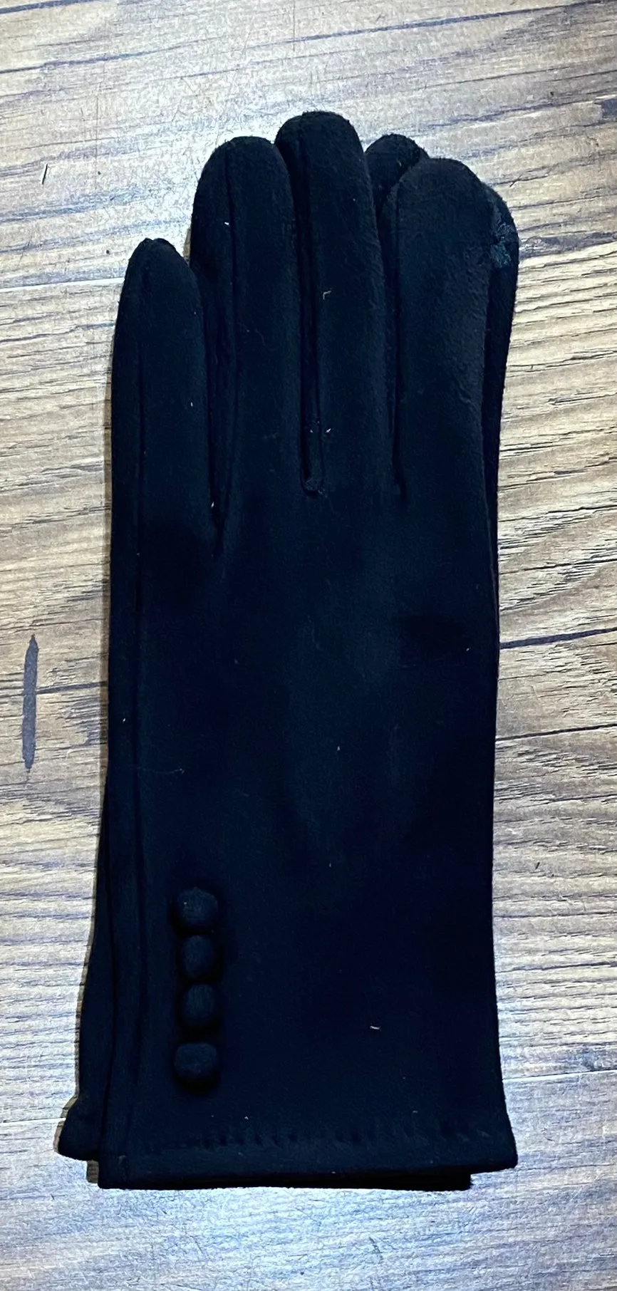 Super Stretchy Plain Suedette Gloves With Button Detail (3 Colours)