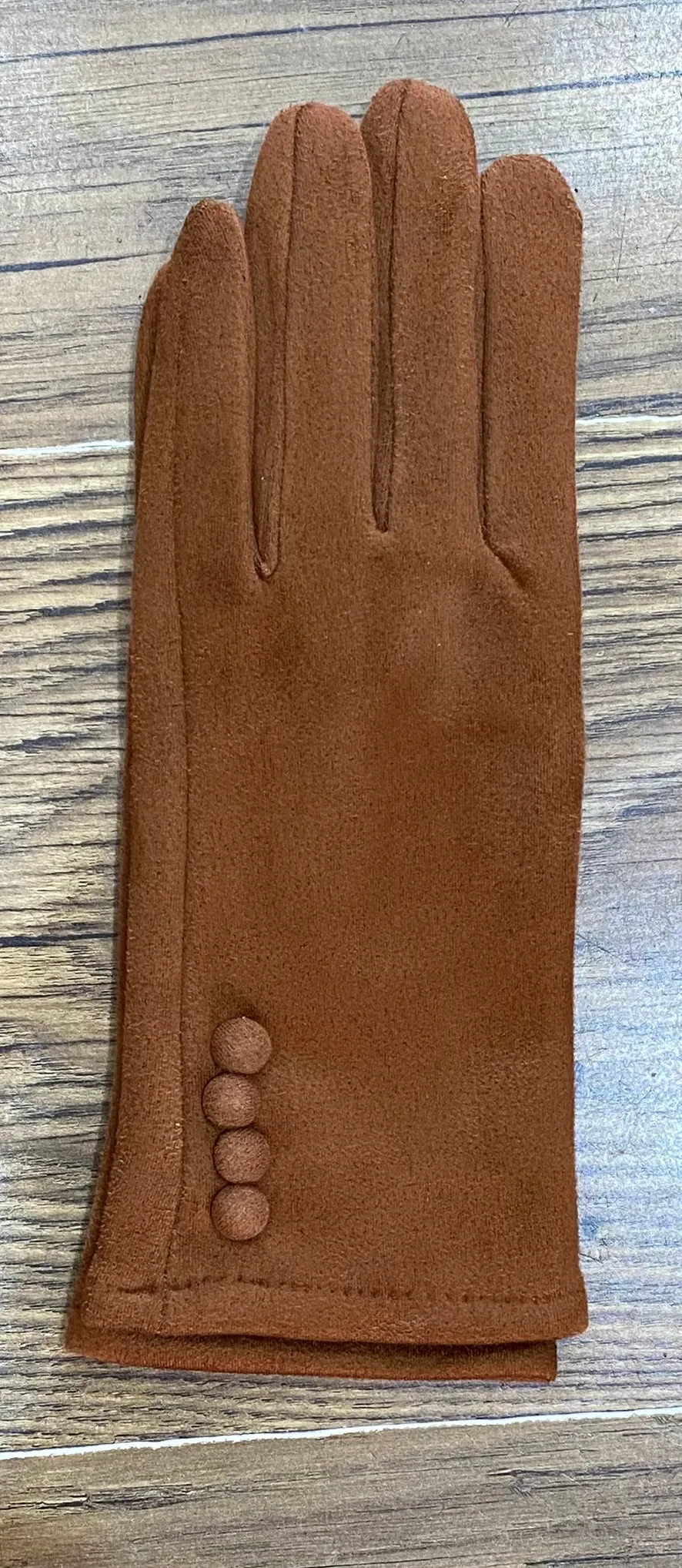 Super Stretchy Plain Suedette Gloves With Button Detail (3 Colours)