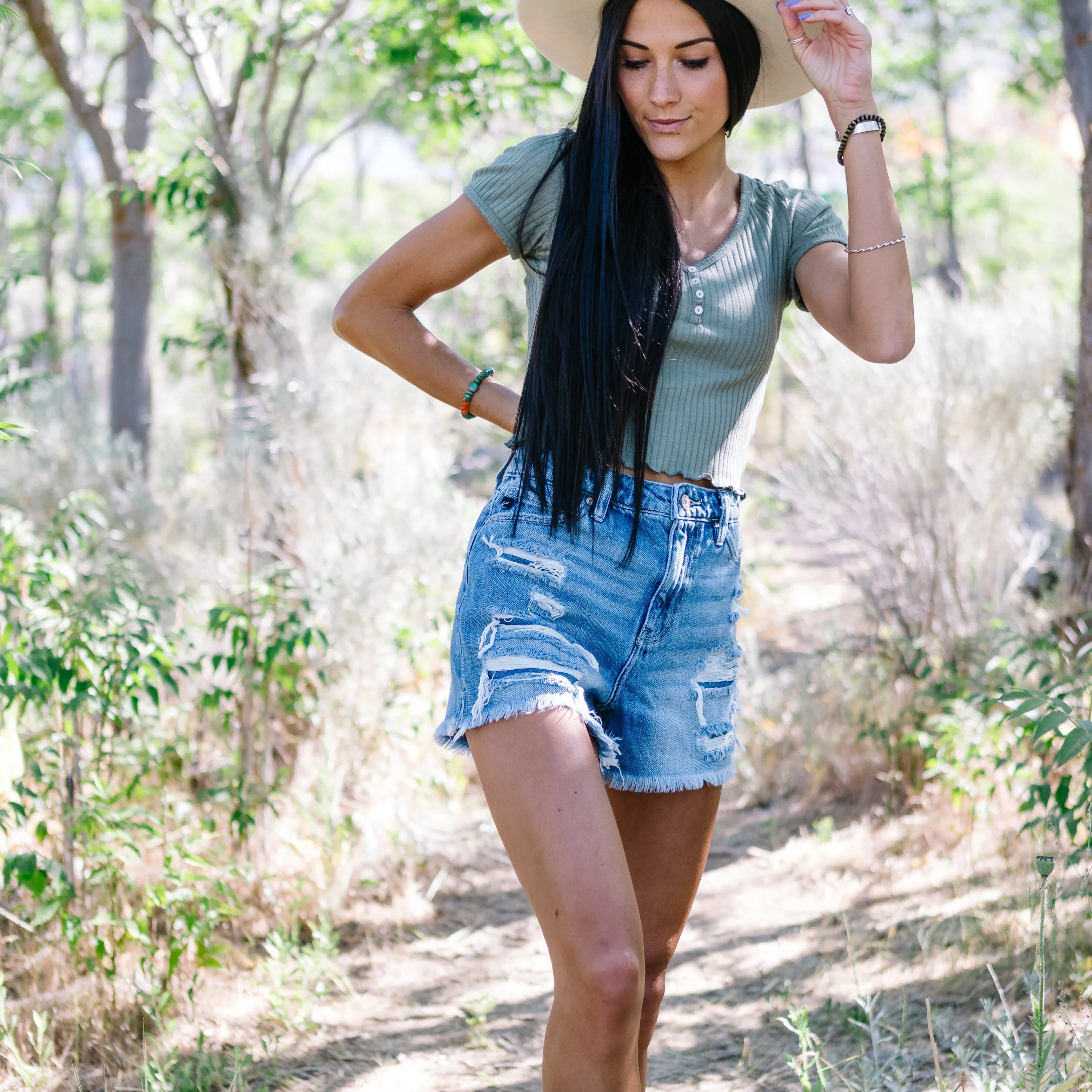Waikiki Distressed Frayed Shorts by KanCan