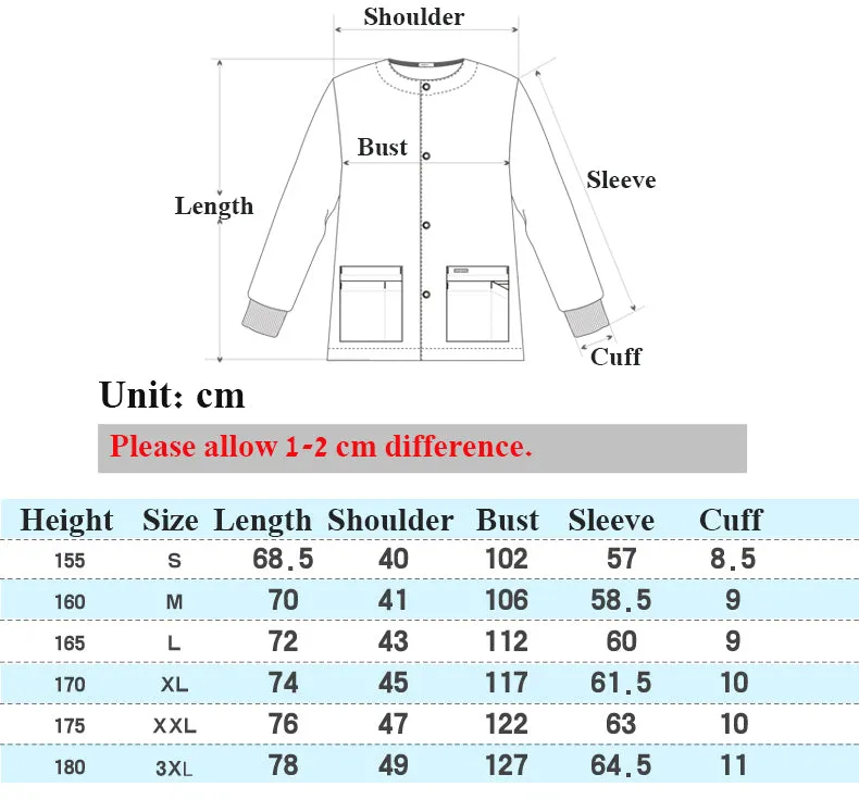 Warm-Up Jacket Men Scrub Set Natural Uniforms Warm-Up Jackets Front Snaps Round Neck Nurse Workwear