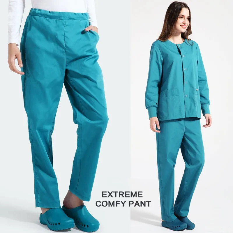 Warm-Up Jacket Men Scrub Set Natural Uniforms Warm-Up Jackets Front Snaps Round Neck Nurse Workwear