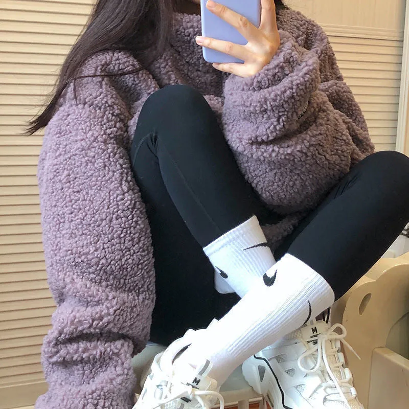 Women Korean Loose Warm Long Sleeved Student Tops Outerwear