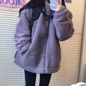 Women Korean Loose Warm Long Sleeved Student Tops Outerwear