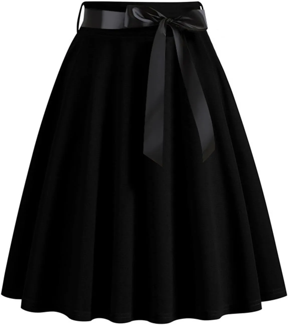 Women Retro Hepburn Trendy Midi Skirt, High Waist Lace-Up A-Line Skirts Fashion Skater Flared Skirts Evening Clothes