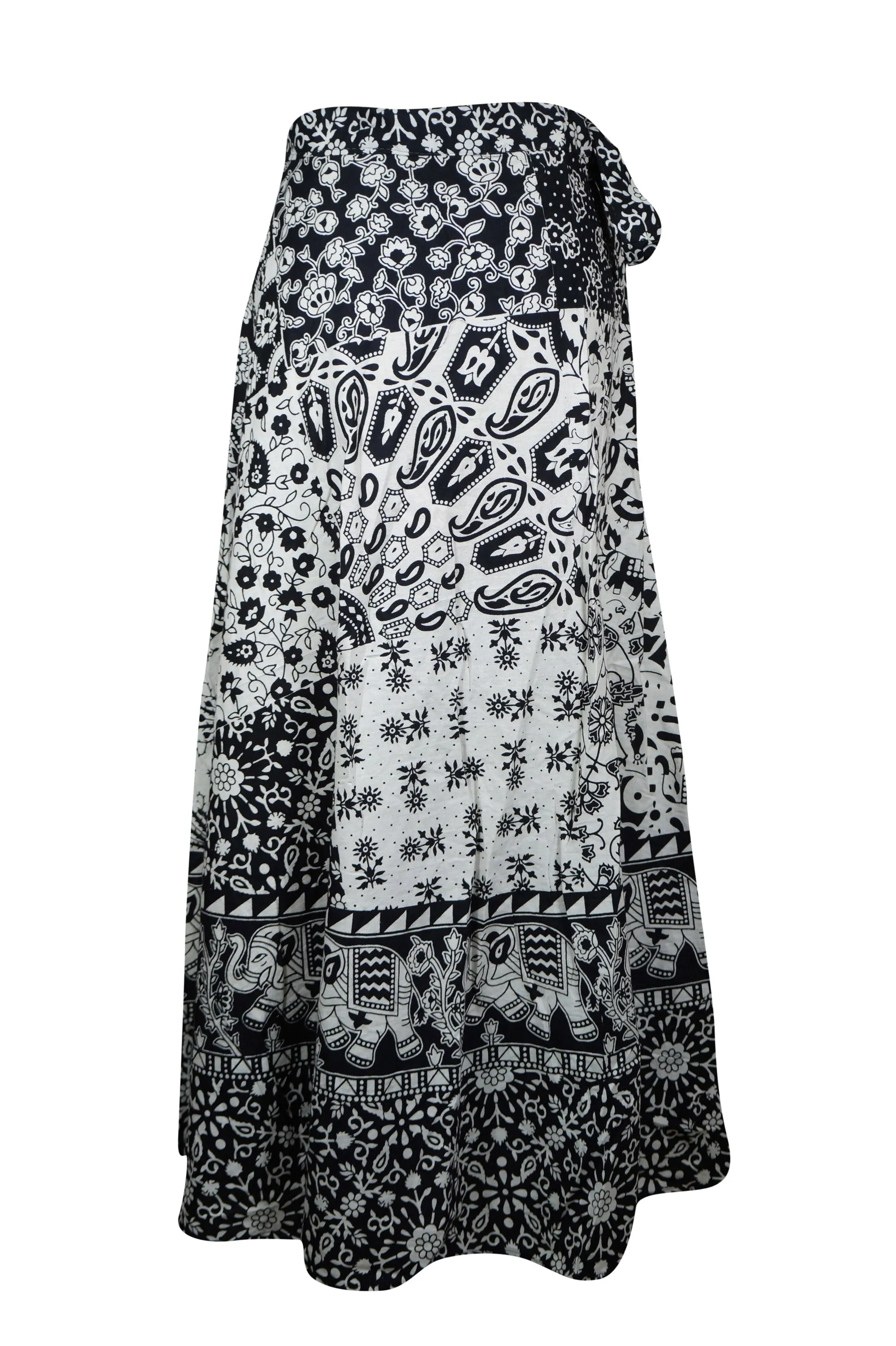 Womens Animal Print Wrap Skirt, Cotton Black White Wraparound Skirts One size