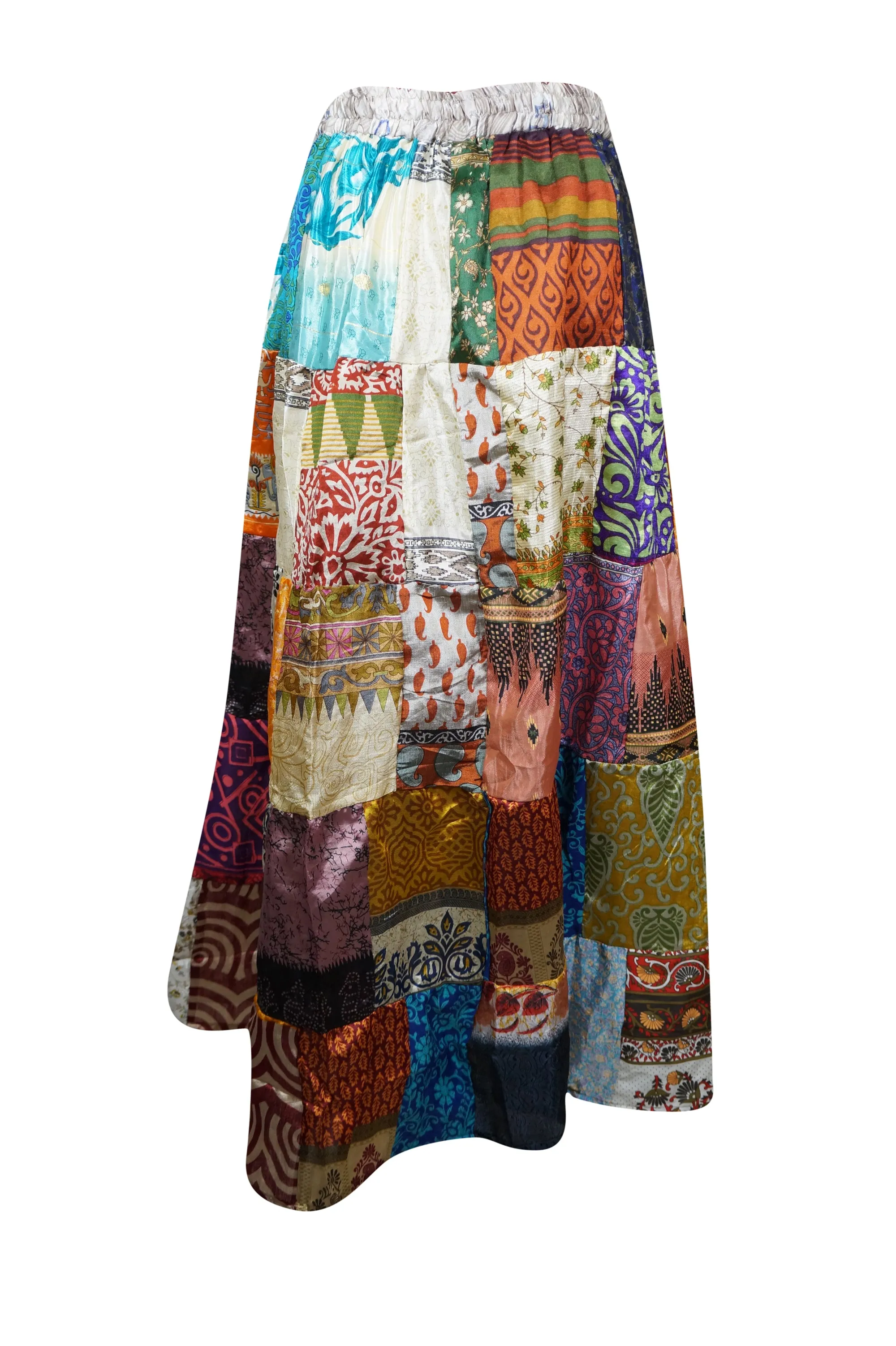 Womens Silk Maxi Skirt, Luscious Berry Beach Skirt, Patchwork Beach Gypsy Skirts, S/M/L