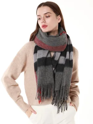Woolen Bloom Soft Warm Wrap Fringed Plaid Scarf
