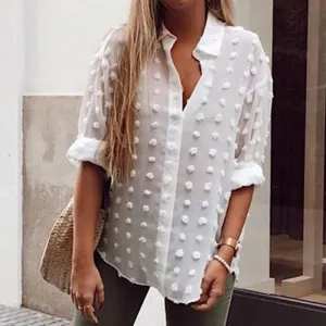 xakxx Womens Tops and Blouses Elegant Long Sleeve chemise femme Polka Dot Loose OL Shirt Ladies Chiffon Blouse Dames blusa feminina