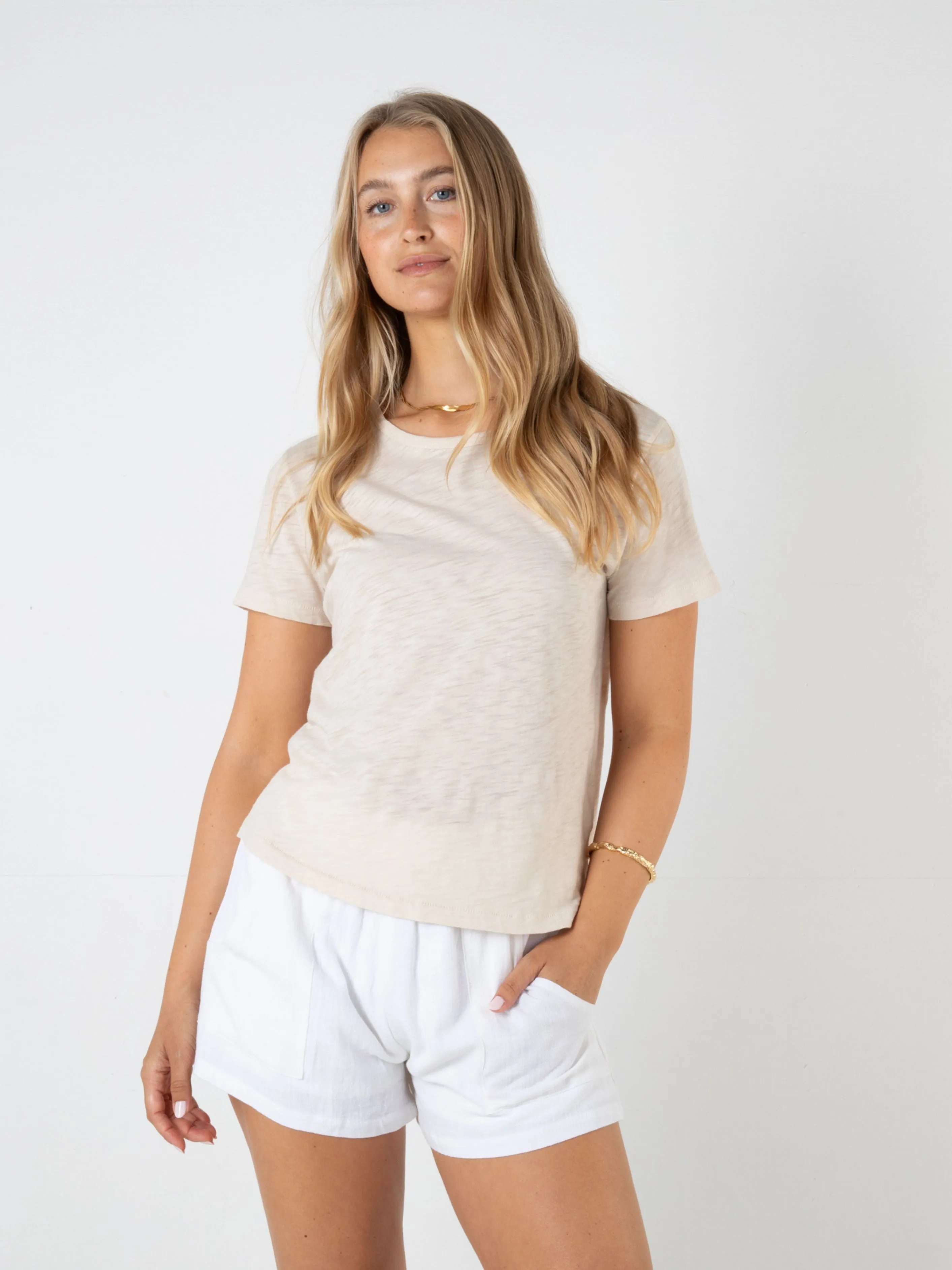 ZEPHYR SLUB TEE - SAND
